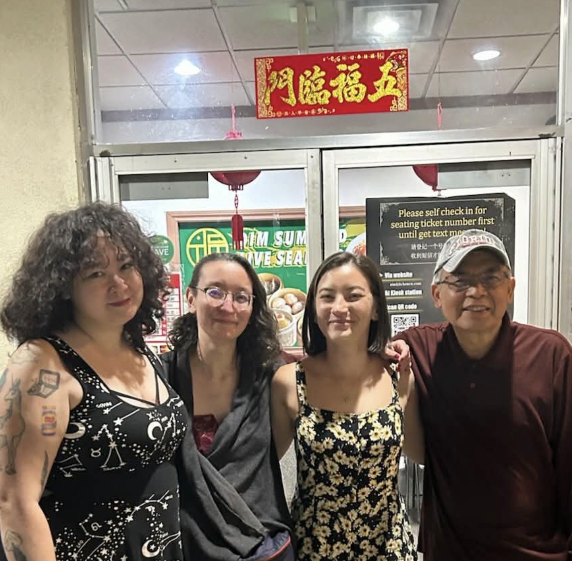 Muchtar with family outside a dim sum restaurant